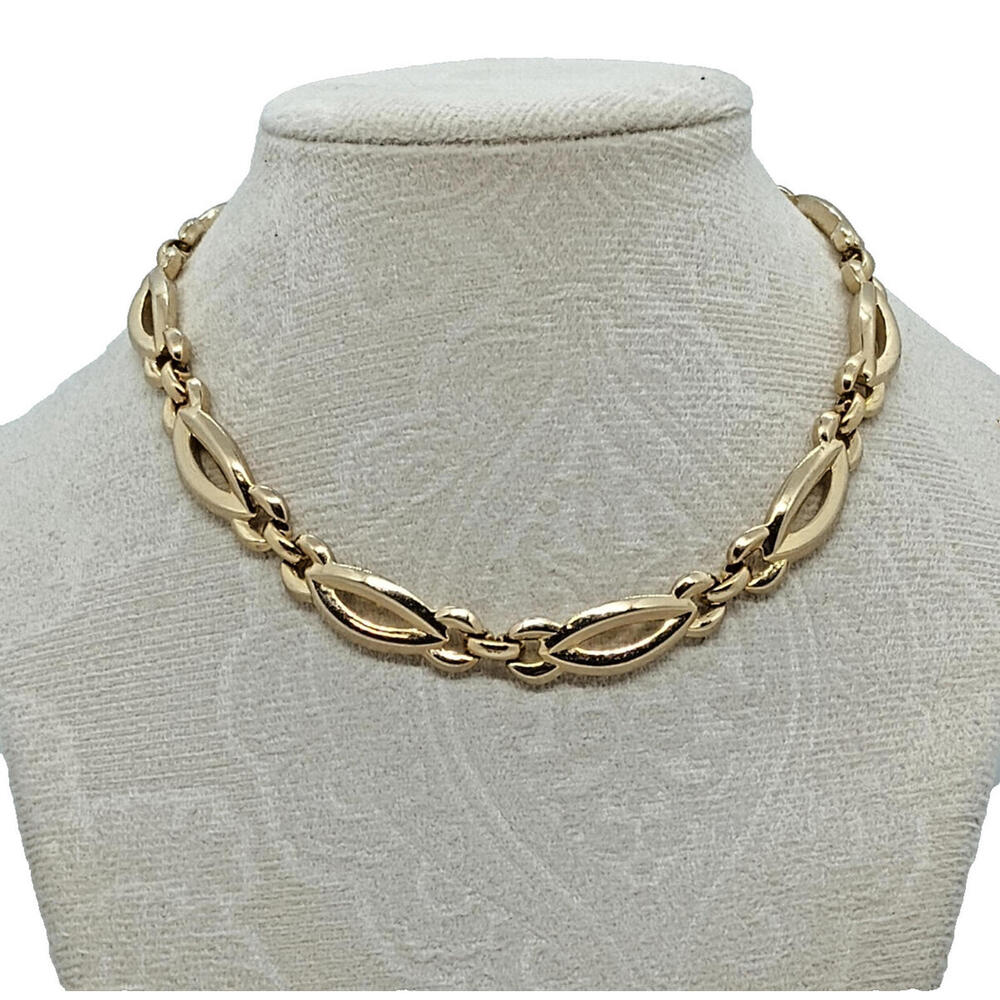 Vintage Monet Tag Gold Tone Collar Chocker Necklace 14" Hook Clasp 3" Extension